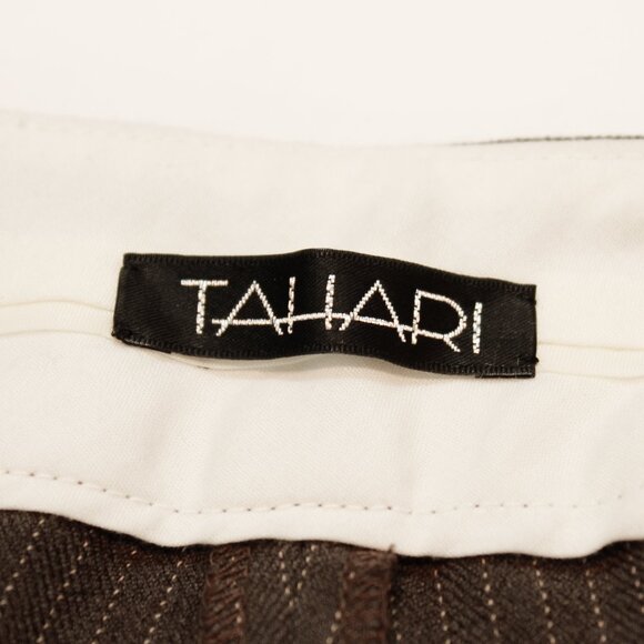 NWT! Tahari Cocoa Pinstripe Dress Pants | Tailored Neutral w Soft Academia Vibe - Picture 5 of 8